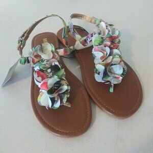 Mixit women's size 8.5 green multicolored flat floral sandal